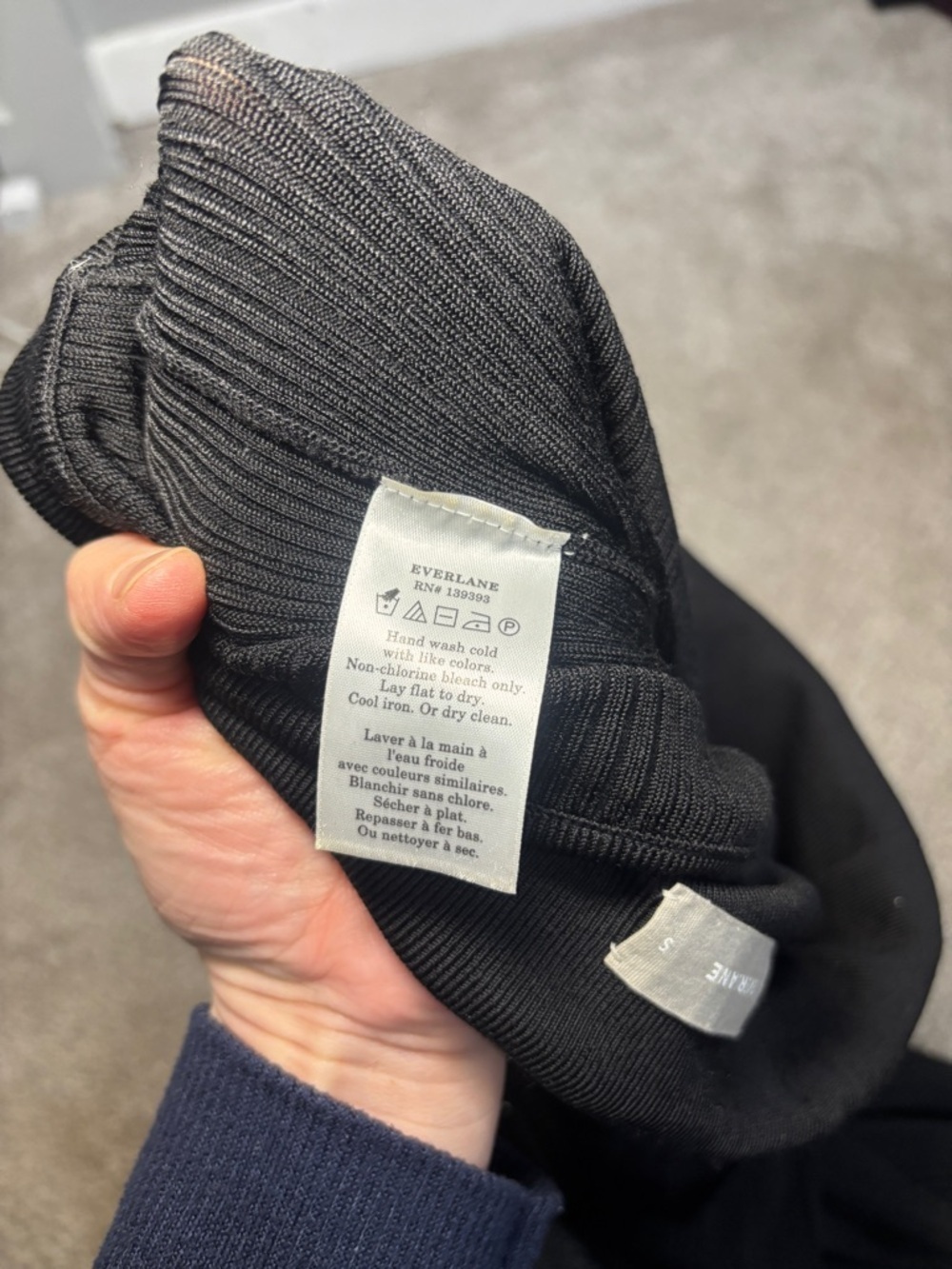Everlane The Rib Knit Pant Lounge Flare Scalloped Hem Black S - Picture 4 of 13